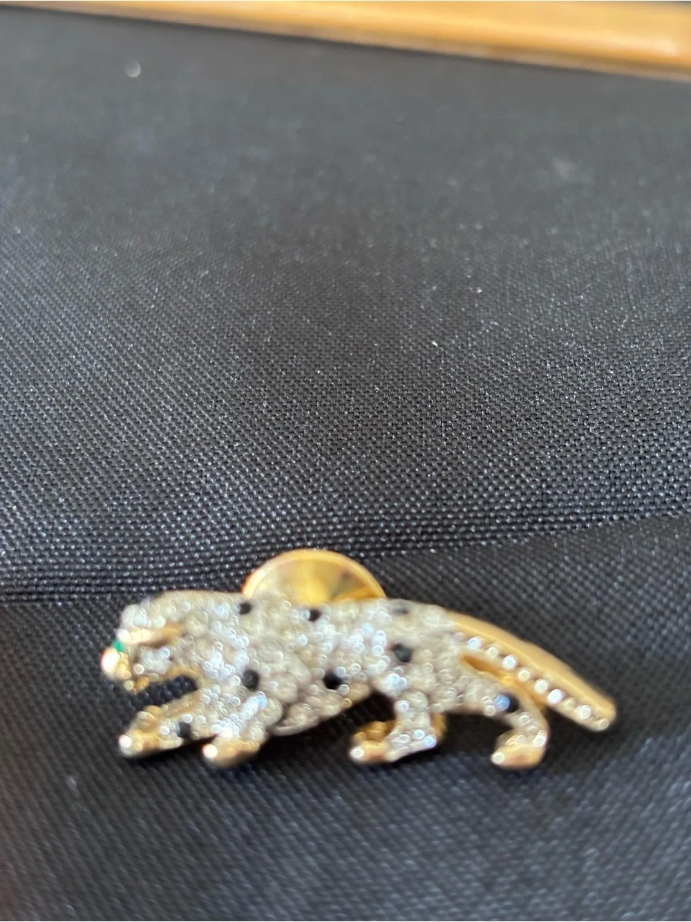Gold Lion and Silver Panther Pin Set with Rhinestones